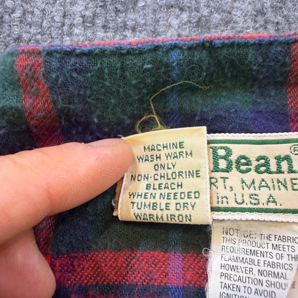 Vintage LL Bean Men XL Flannel Nightshirt Red Green Plaid Cotton Sleepwear USA - Picture 4 of 12